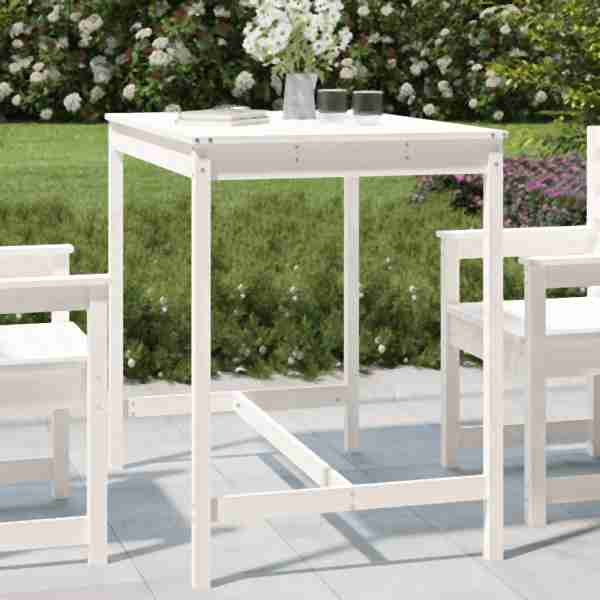 vidaXL Gartentisch Weiß 121x82,5x110 cm Massivholz Kiefer, 824089