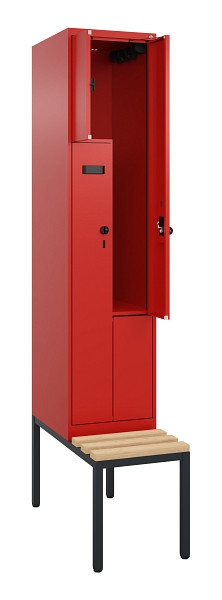 C+P Z-Spind Evolo PLUS, Bank, 2 Fächer, 2120x400x815mm, 3020/3020, Drehriegel, Sitzfläche Buche-Hartholz, Sitzbank, 0490537-122 S10027