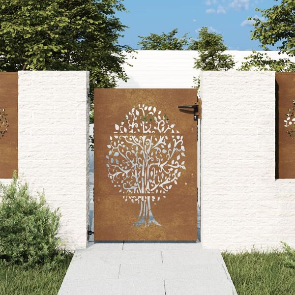 vidaXL Gartentor 85x125 cm Cortenstahl Baum-Design, 153210