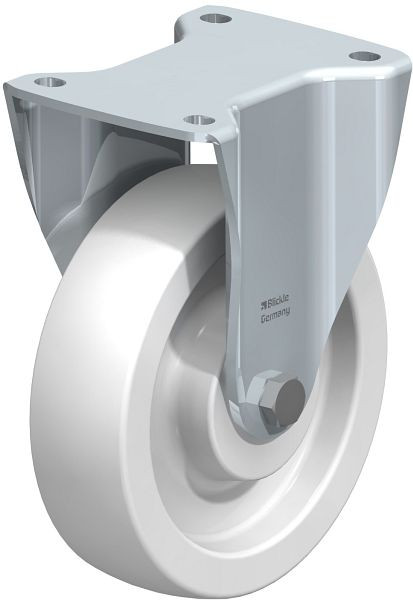 Blickle BH-SPO 175G Stahlblech-Bockrolle, Schwerlast-Ausführung, mit Anschraubplatte, Polyamid, Weiß, 7120