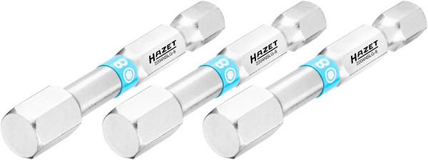 Hazet Bit, Sechskant massiv 6,3 (1/4 Zoll), Innen-Sechskant Profil, 8 mm, Anzahl Werkzeuge: 3, Lange Ausführung, Schlüsselweite: 8 mm, 2204NSLG-8/3