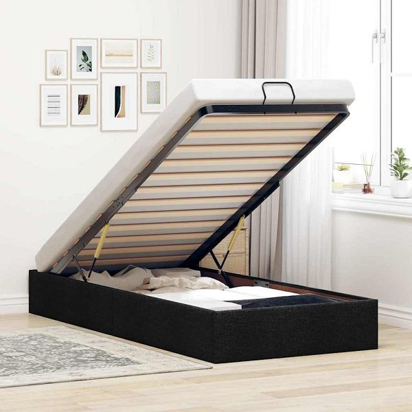 vidaXL Ottoman-Bett ohne Matratze Schwarz 100x200 cm Stoff, 3310856