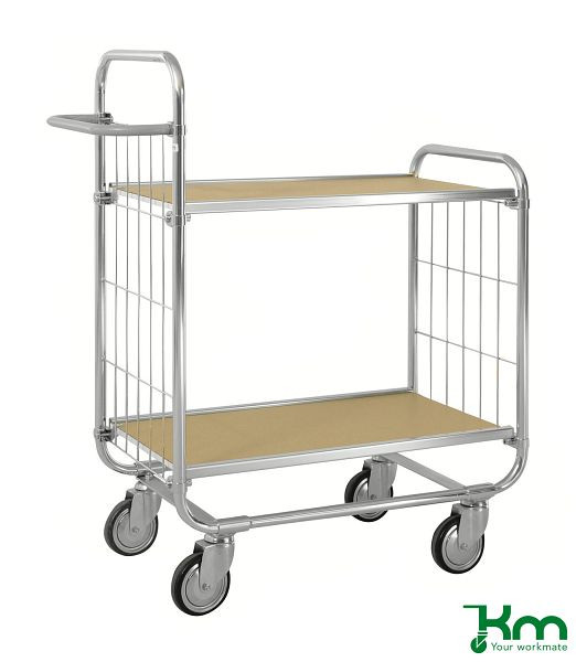 Kongamek ESD Etagenwagen Serie 8000, 4 Lenkrollen, 2 davon mit Bremsen, 1195 x 470 x 1120 mm, 2 Böden, KM8000-2L-ESDB