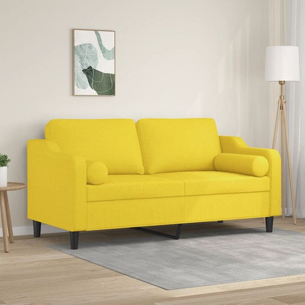 vidaXL 2-Sitzer-Sofa mit Zierkissen Hellgelb 140 cm Stoff, 3200850
