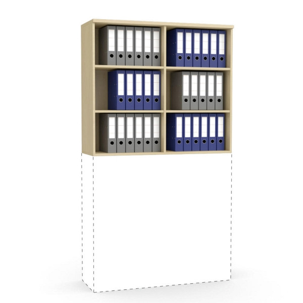 Deskin Aufsatz-Regal MULTI M, Buchedekor, B 1200 x H 1055 x T 420 mm, 271939