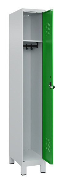 C+P Spind Evolo PLUS, mit Füßen, 1 Abteil, 1950x300x500mm, 7035/6037, Verschluss Drehriegel, Ablageböden 1, 049010-10 S10012