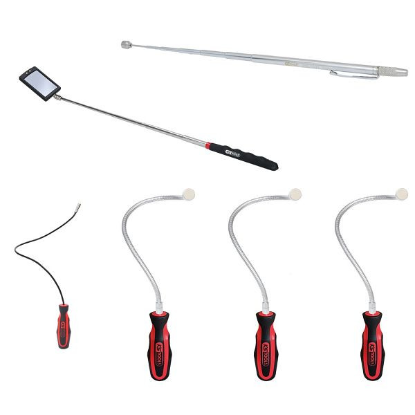 KS Tools Flexibler und Teleskop-Magnethalter und Inspektionsspiegel-Satz, 6-tlg, 550.1090