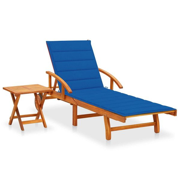 vidaXL Sonnenliege mit Tisch und Auflage Akazie Massivholz, 3061627