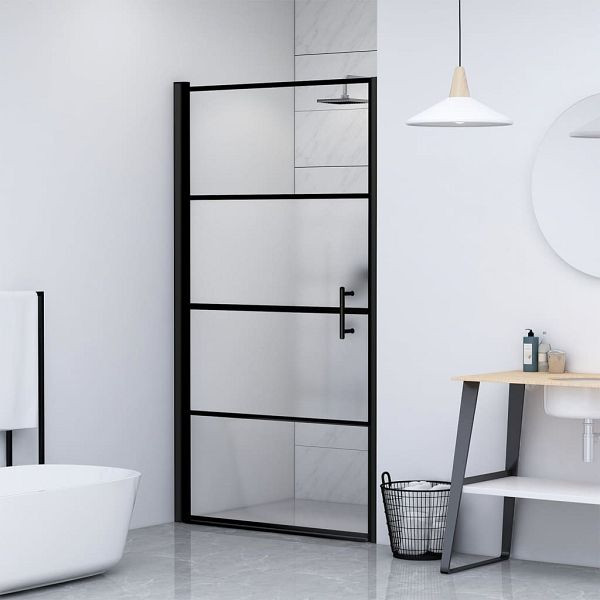 vidaXL Duschtür 100x178 cm Halbmatt Hartglas Schwarz, 151867
