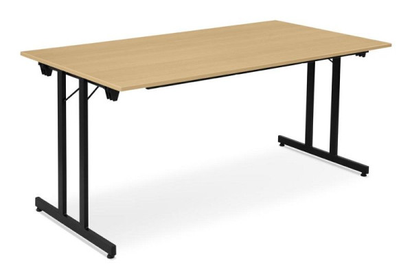 Deskin Klapptisch / Mehrzwecktisch, Platte Dekor Buche, Gestell Schwarz, B 1600 x T 800 x H 720 mm, 349501