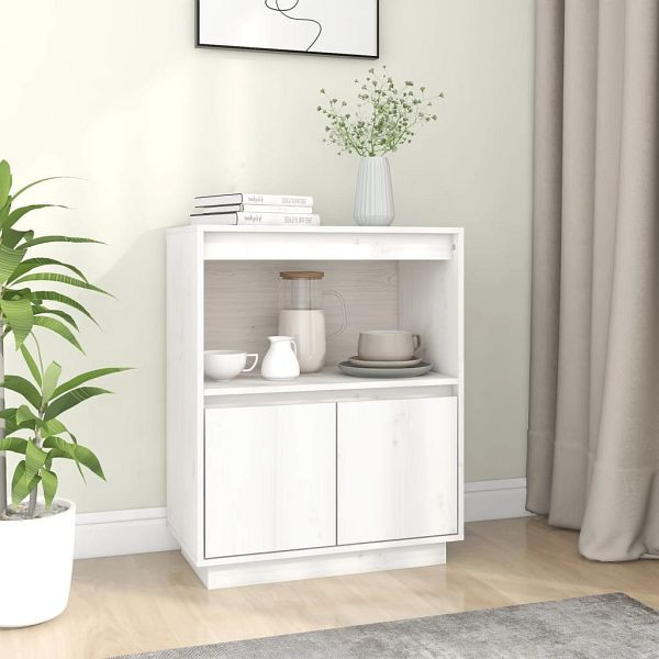 vidaXL Sideboard Weiß 60x34x75 cm Massivholz Kiefer, 813521