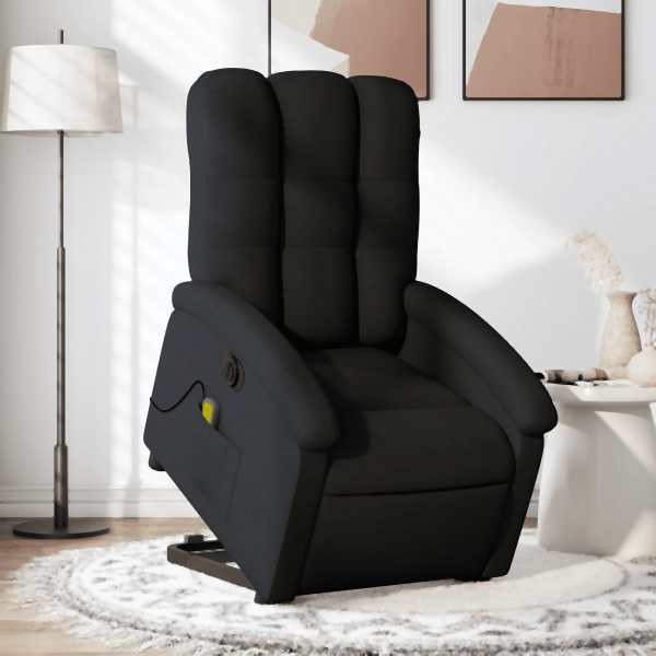 vidaXL Elektrischer Massagesessel mit Aufstehhilfe Schwarz Stoff, 3204130