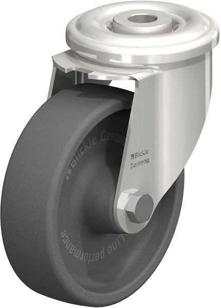 Blickle LIXR-POHI 100G Hitzebeständige Edelstahl-Lenkrolle mit Rückenloch, Polyamid, Grau, 754748