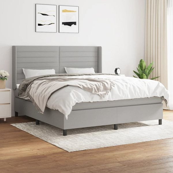 vidaXL Boxspringbett mit Matratze Hellgrau 180x200 cm Stoff, 3131529