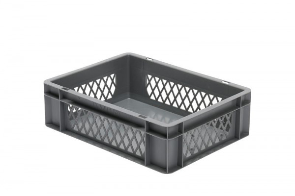 LA-KA-PE TK 400/120-1, Transport-Stapelkasten, grau, Wände durchbrochen, VE: 4 Stück, 07512 22 15