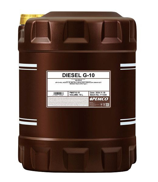 PEMCO Ganzjahres-Motoröl 710 Diesel G-10 UHPD 5W-40, VE: 10 l, PM0710-10