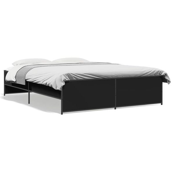 vidaXL Bettgestell Schwarz 150x200 cm Holzwerkstoff und Metall, 3279882