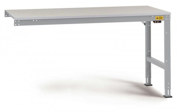Manuflex ESD-Arbeitstisch UNIVERSAL Standard Anbautisch mit Kautschukplatte, BxTxH = 1000 x 600 x 760-870 mm, Alusilber, LU6003.9006