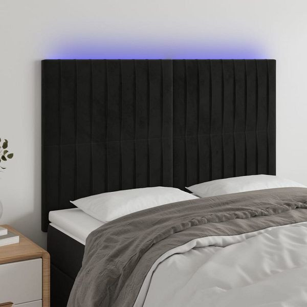 vidaXL LED Kopfteil Schwarz 144x5x118/128 cm Samt, 3122712
