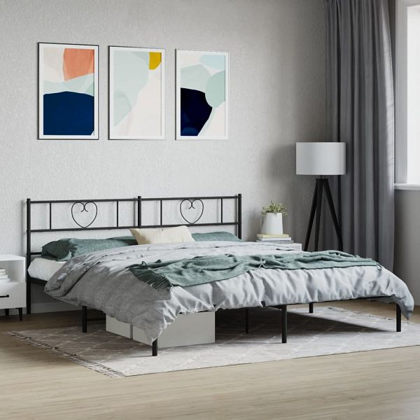 vidaXL Bettgestell mit Kopfteil Metall Schwarz 183x213 cm, 355468