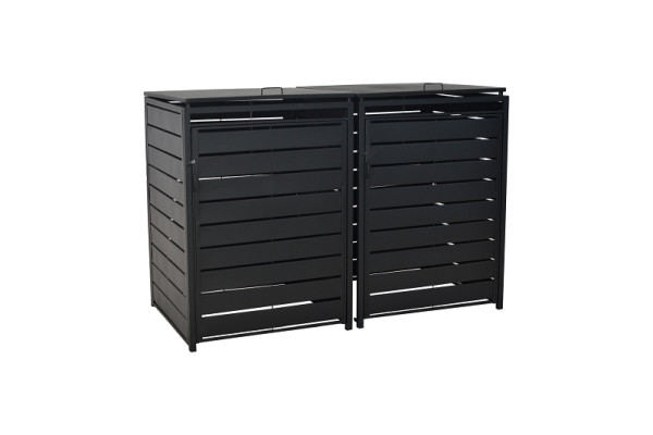 Merxx Set Mülltonnenabdeckung Basis + Anbau, groß, Aluminium mit Stahl, 50758-209