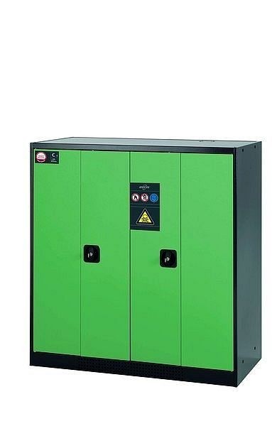 asecos Chemikalienschrank CS-PHOENIX Modell CS.110.105.FD in resedagrün RAL 6011 mit 2x Fachboden (Stahlblech), 30494-048-30499