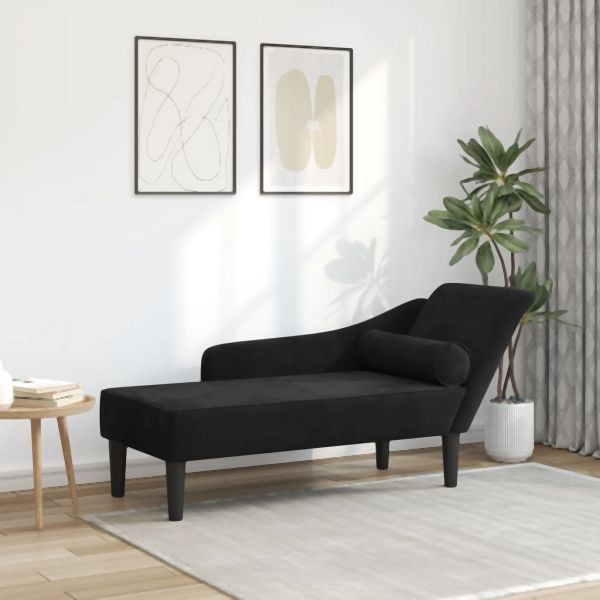 vidaXL Chaiselongue mit Kissen Schwarz Samt, Komfort, 4007593