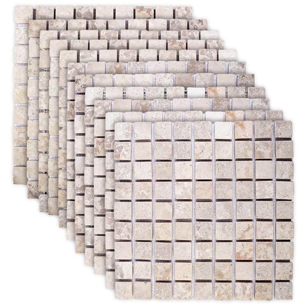 vidaXL Mosaikfliesen Creme 30 x 30 cm Marmor, 42033521