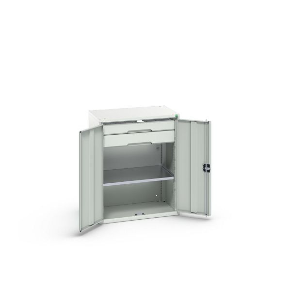 bott verso Flügeltürschrank mit Schubladen, mit 1 Fachboden und 2 Schubladen, BxTxH: 800 x 550 x 1000 mm, Lichtgrau / Lichtgrau, 16926453.16