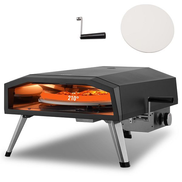 VEVOR Outdoor-Pizzaofen Tragbarer Gasofen 33cm Faltbar Camping Drehknopf Schwarz, BXPSLWNZWDJPH4T9PV0