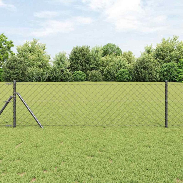 vidaXL Kettengliedzaun mit Pfosten Grau 0.8 x 10 m Stahl, 3351104