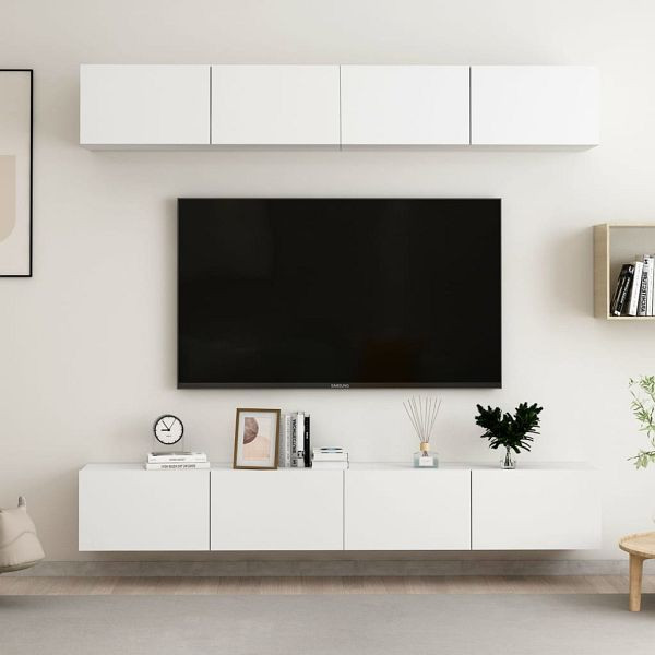 vidaXL TV-Schränke 4 Stück Weiß 100x30x30 cm Holzwerkstoff, 3074452