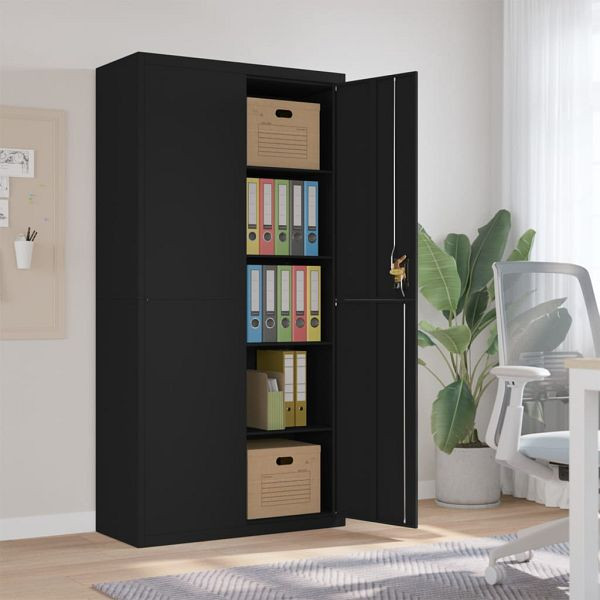 vidaXL Aktenschrank Schwarz 90x40x180 cm Stahl, Material: Pulverbeschichteter stahl, 339754