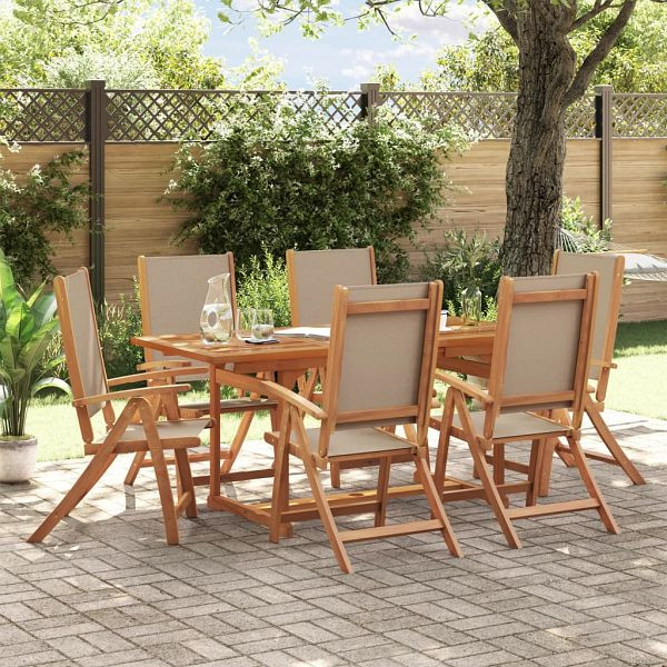 vidaXL 7-tlg. Garten-Essgruppe Massivholz Akazie und Textilene, 3279325