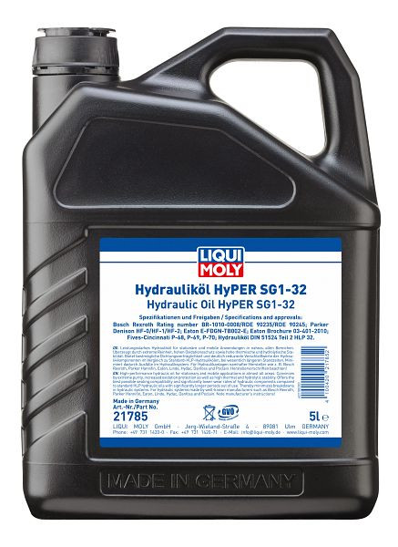 LIQUI MOLY Hydrauliköl HyPER SG1-32, Kanister Kunststoff, VE: 5 Liter, 21785