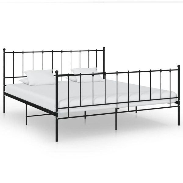 vidaXL Bett Schwarz Metall 200x200 cm, Material: pulverbeschichtetes Metall, 324964