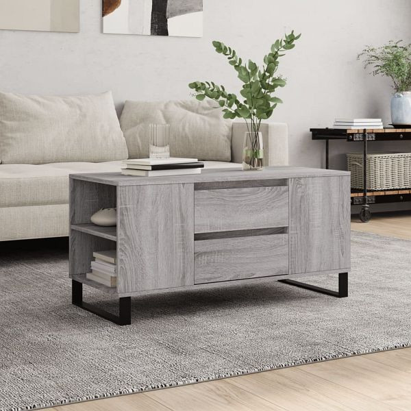 vidaXL Couchtisch Grau Sonoma 102x44,5x50 cm Holzwerkstoff, 831010