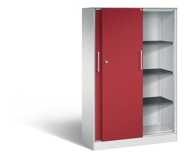 C+P Schiebetürenschrank Asisto, H1635xB1000xT435mm, Farbe: Lichtgrau / Rubinrot, Bügelgriff, 4 OH, 142012-000 S10054