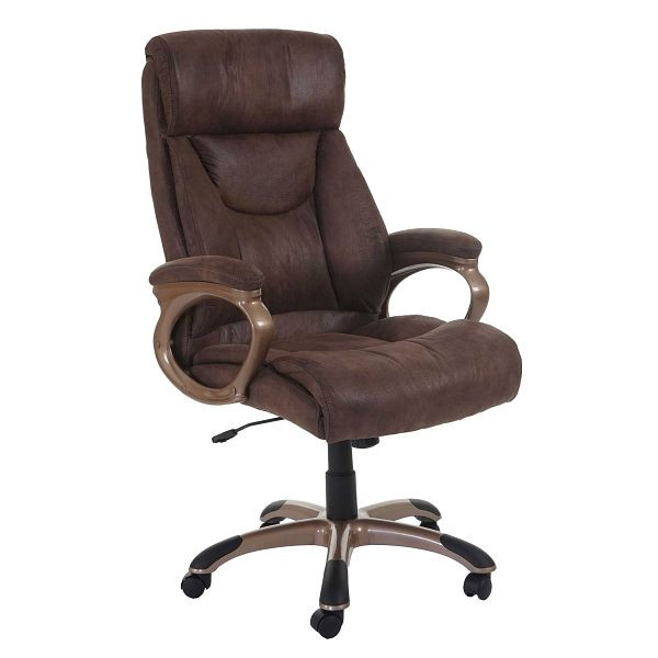 Mendler Bürostuhl Dallas, Schreibtischstuhl Drehstuhl Chefsessel, FSC®-zertifiziert, Wildleder-Optik taupe-braun, 45257