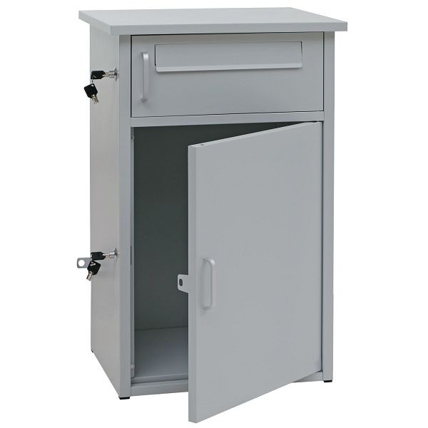 Mendler Paketkasten HWC-O51, Paketbox Paketfach Paketstation Briefkasten 2 Fächer, Stahl 78x49x38cm, hellgrau, 118267