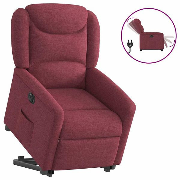vidaXL Relaxsessel mit Aufstehhilfe Elektrisch Weinrot Stoff, 3303217