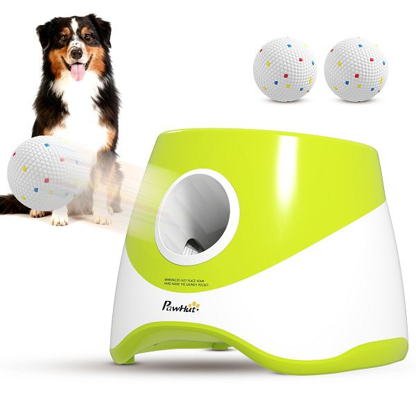 PawHut Automatischer Ballwerfer Interaktive Ballwurfmaschine mit 3 Bälle 3 Distanzen 6m/10 m/14m für kleine mittlere Hunde, D03-007V91GN