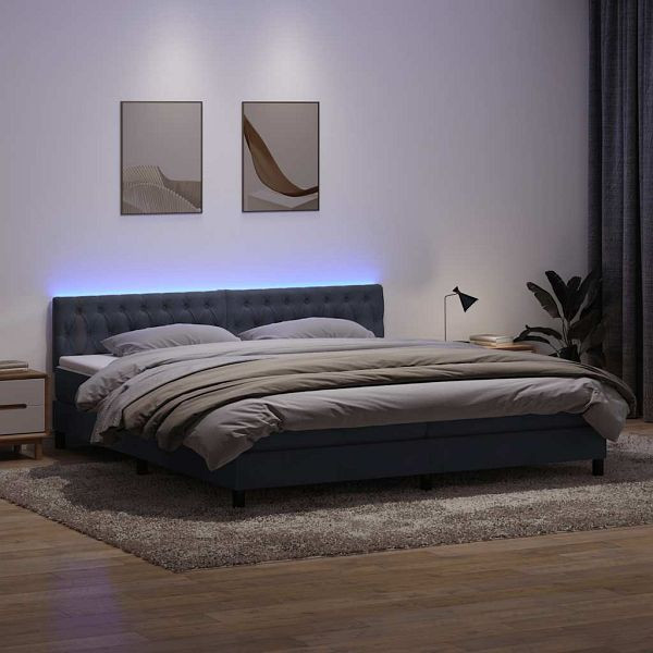 vidaXL Boxspringbett mit Matratze Dunkelgrau 180x220 cm Samt, 3317230