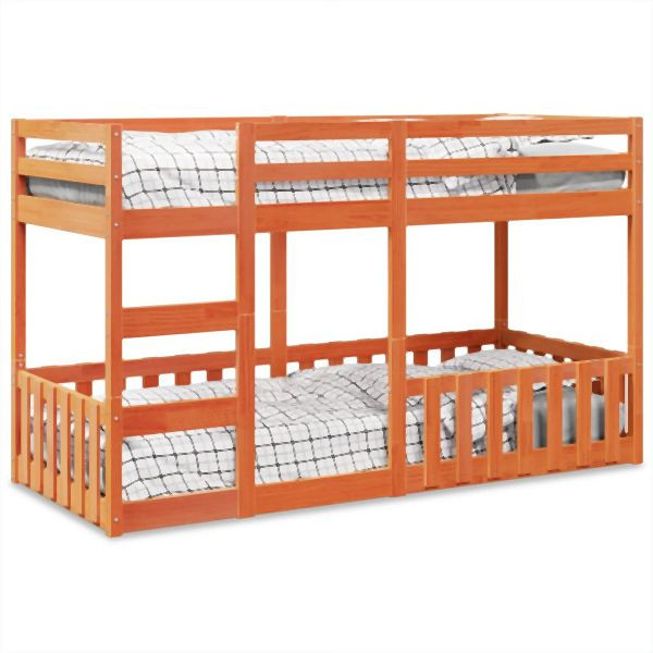 vidaXL Etagenbett Wachsbraun 80x200 cm Massivholz Kiefer, 3308588