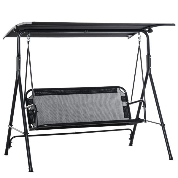 Outsunny 3-Sitzer Hollywoodschaukel Schaukelstuhl Outdoor Gartenliege Schwarz, 84A-181BK