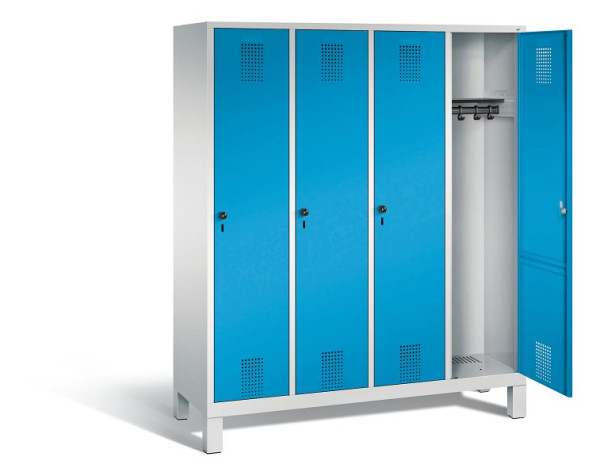 C+P Garderobenschrank Evolo, H1850xB1590xT500mm, Farbe: Lichtgrau / Lichtblau, 48010-42 S10000