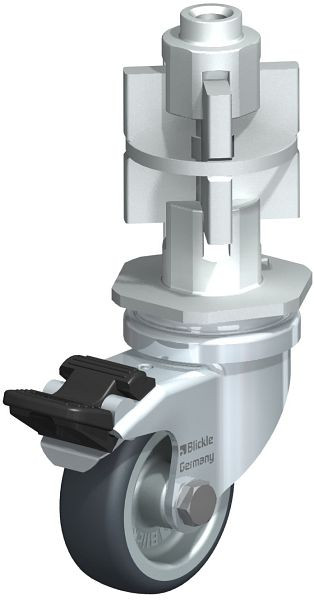 Blickle LRA-TPA 50G-FI-E07 Apparate-Lenkrolle mit Expander & Feststeller, Thermoplastisches Gummi-Elastomer, Grau, 638890