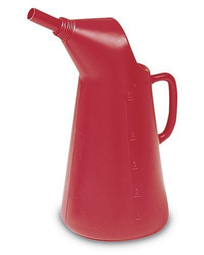 DENIOS Abfüllkannen-Set aus Polyethylen (PE), mit 1 Liter-, 2 Liter- (rot) und 5 Liter-Kanne (transparent), 148143