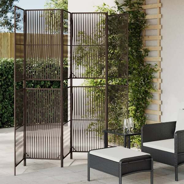 vidaXL Paravent 6-tlg. Braun Poly Rattan, 365401, 8721012244436