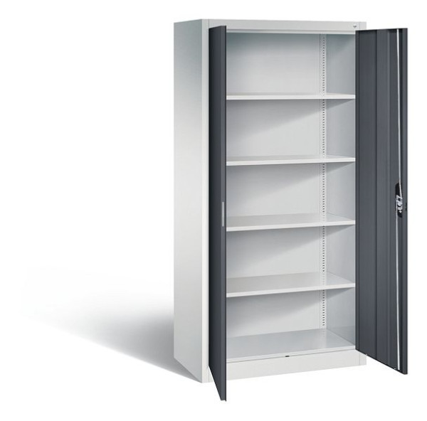C+P Büroschrank Acurado, H1950xB930xT500mm, Farbe: Lichtgrau / Schwarzgrau, Muldengriff, 5 OH, 9280-000 S10764